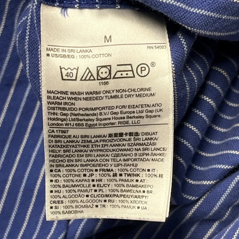 Banana Republic Oxford Slim Fit Mens Blue White Stripe Button Down Shirt‎ M